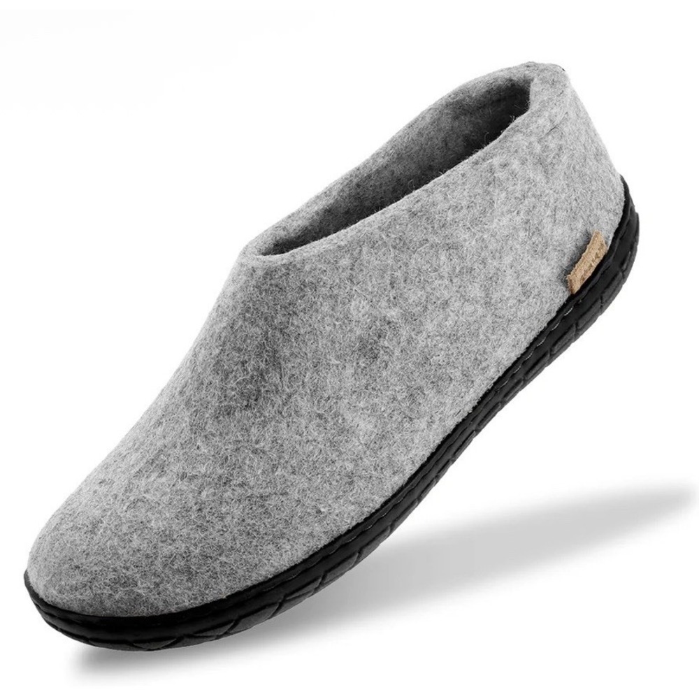 Glerups SHOE WITH NATURAL RUBBER SOLE BLACK GREY Size 36 US 6 Wool